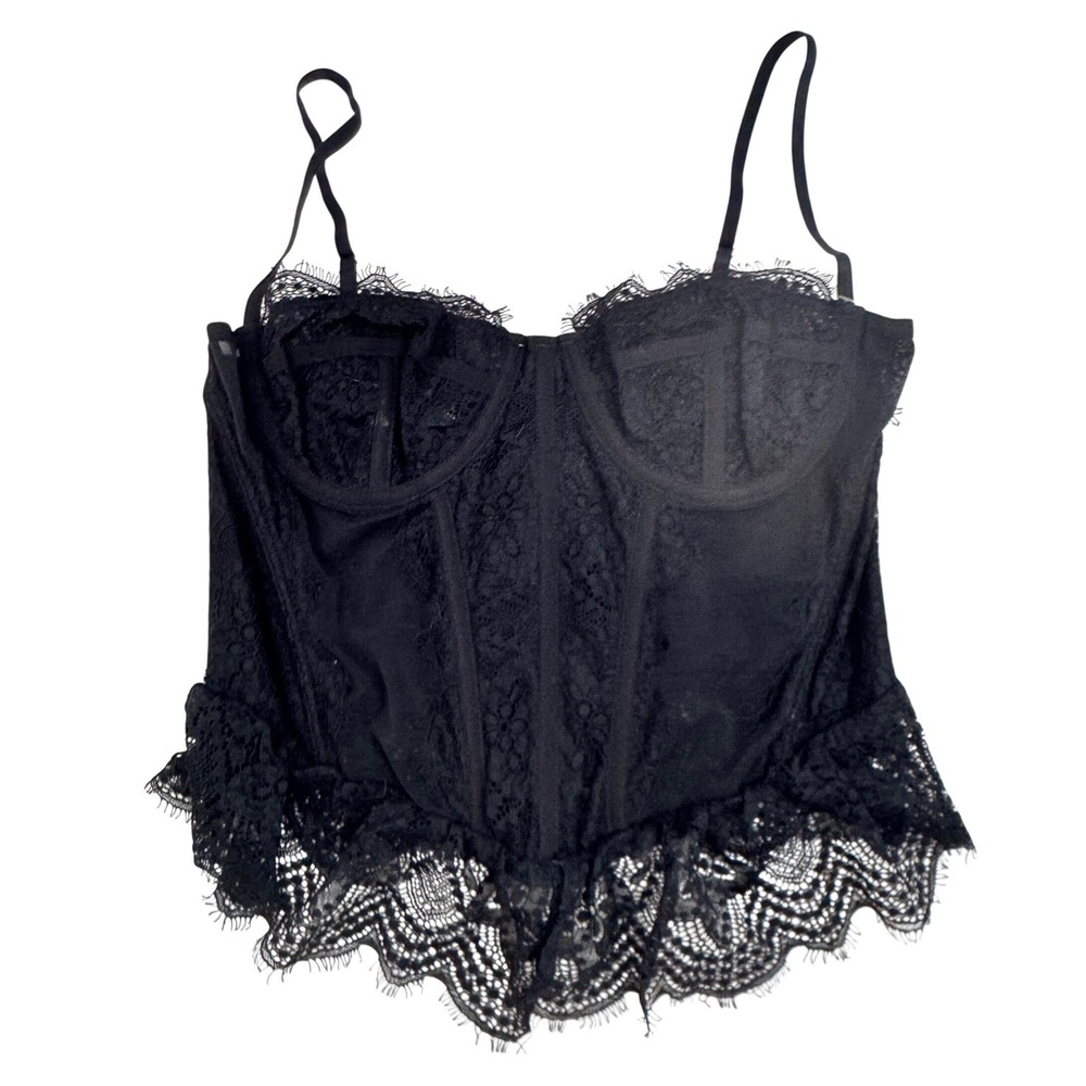 Urban Outfitters Out From Under Black Lace Corset Top Underwire Bustier Sz L NWT - Picture 1 of 5